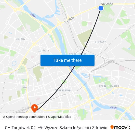 CH Targówek to Wyższa Szkoła Inżynierii i Zdrowia map