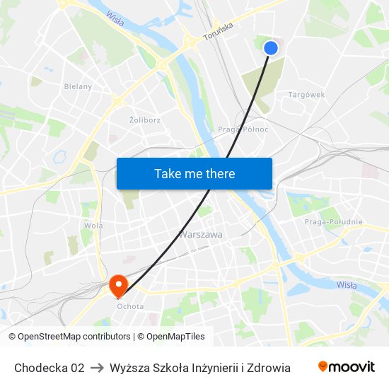 Chodecka 02 to Wyższa Szkoła Inżynierii i Zdrowia map