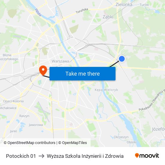 Potockich 01 to Wyższa Szkoła Inżynierii i Zdrowia map