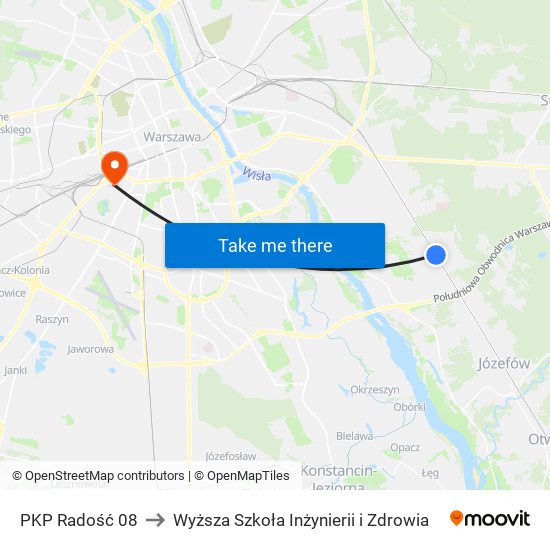 PKP Radość 08 to Wyższa Szkoła Inżynierii i Zdrowia map