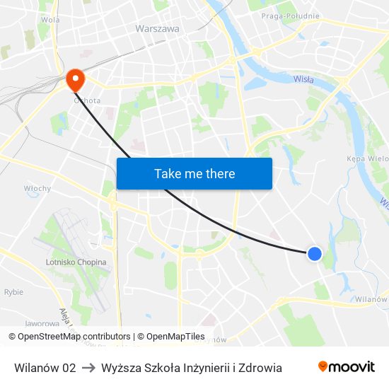 Wilanów 02 to Wyższa Szkoła Inżynierii i Zdrowia map