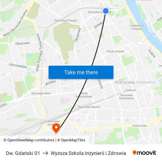 Dw. Gdański 01 to Wyższa Szkoła Inżynierii i Zdrowia map