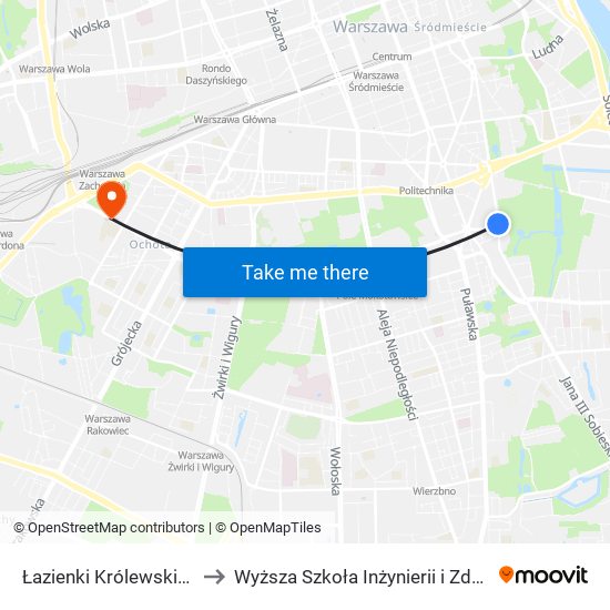 Łazienki Królewskie 01 to Wyższa Szkoła Inżynierii i Zdrowia map