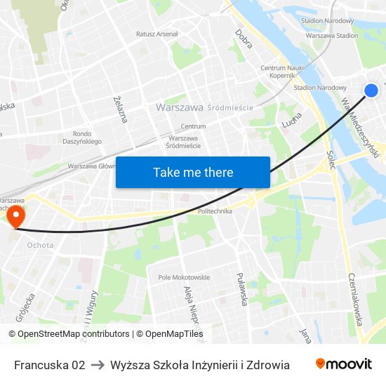 Francuska 02 to Wyższa Szkoła Inżynierii i Zdrowia map