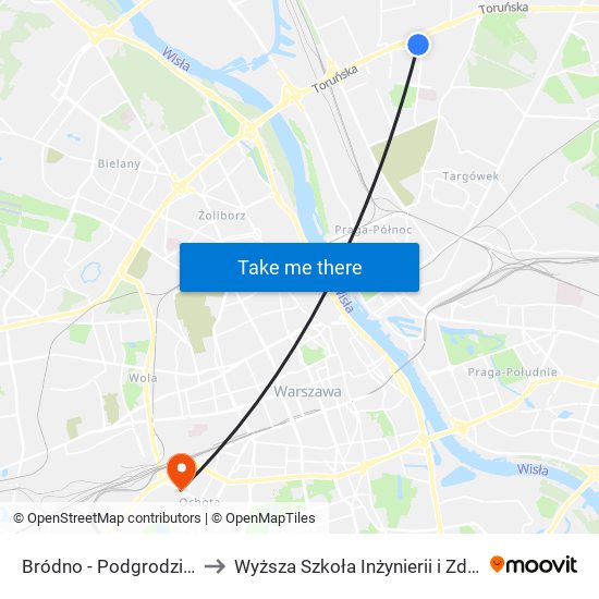 Bródno - Podgrodzie 03 to Wyższa Szkoła Inżynierii i Zdrowia map