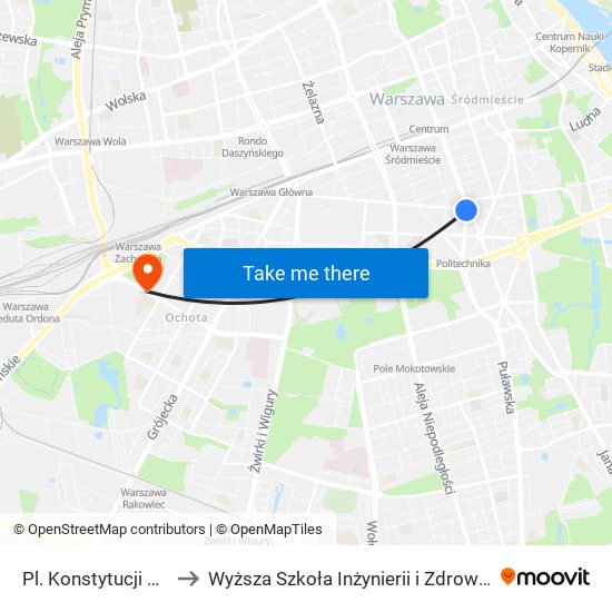 Pl. Konstytucji 01 to Wyższa Szkoła Inżynierii i Zdrowia map