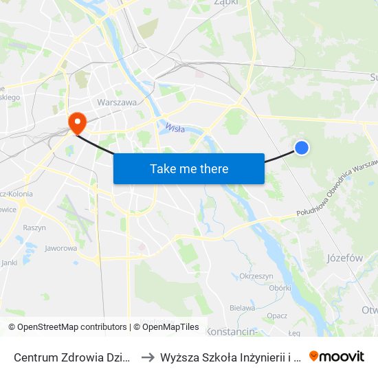 Centrum Zdrowia Dziecka 01 to Wyższa Szkoła Inżynierii i Zdrowia map