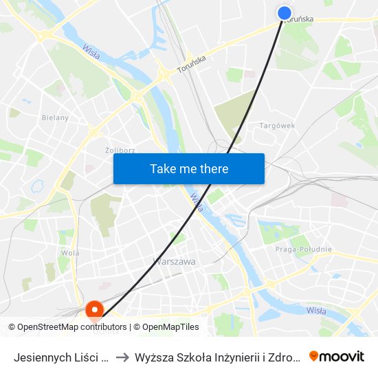 Jesiennych Liści to Wyższa Szkoła Inżynierii i Zdrowia map