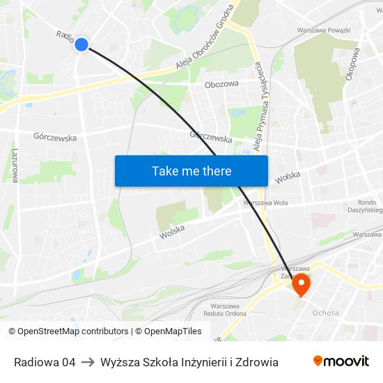 Radiowa 04 to Wyższa Szkoła Inżynierii i Zdrowia map