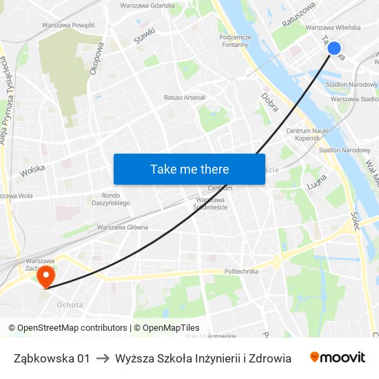 Ząbkowska 01 to Wyższa Szkoła Inżynierii i Zdrowia map