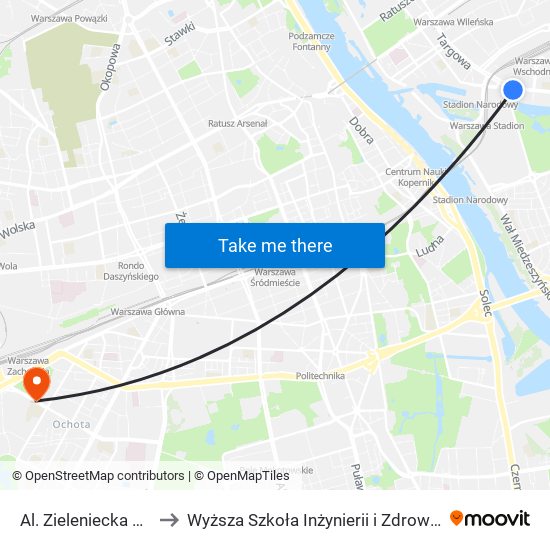 Al. Zieleniecka 04 to Wyższa Szkoła Inżynierii i Zdrowia map