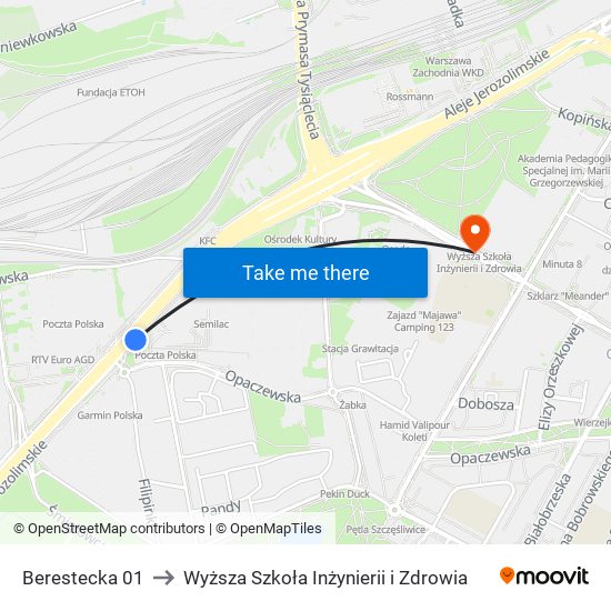 Berestecka 01 to Wyższa Szkoła Inżynierii i Zdrowia map
