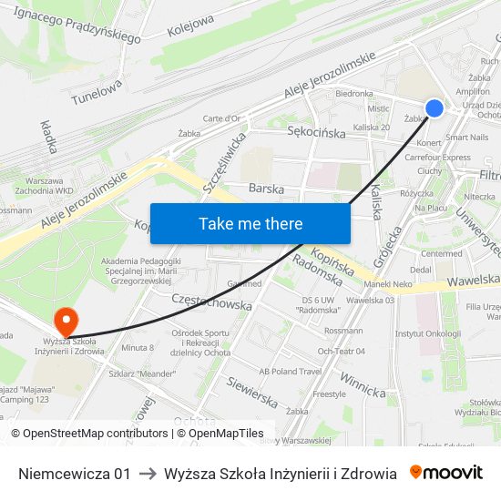 Niemcewicza 01 to Wyższa Szkoła Inżynierii i Zdrowia map