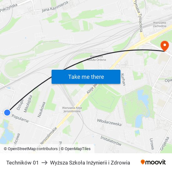 Techników 01 to Wyższa Szkoła Inżynierii i Zdrowia map