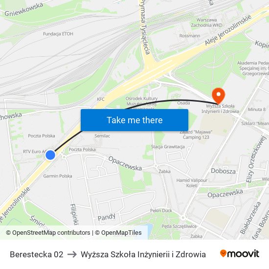 Berestecka 02 to Wyższa Szkoła Inżynierii i Zdrowia map