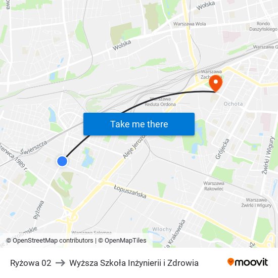 Ryżowa 02 to Wyższa Szkoła Inżynierii i Zdrowia map