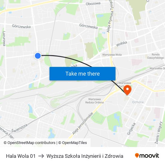 Hala Wola 01 to Wyższa Szkoła Inżynierii i Zdrowia map