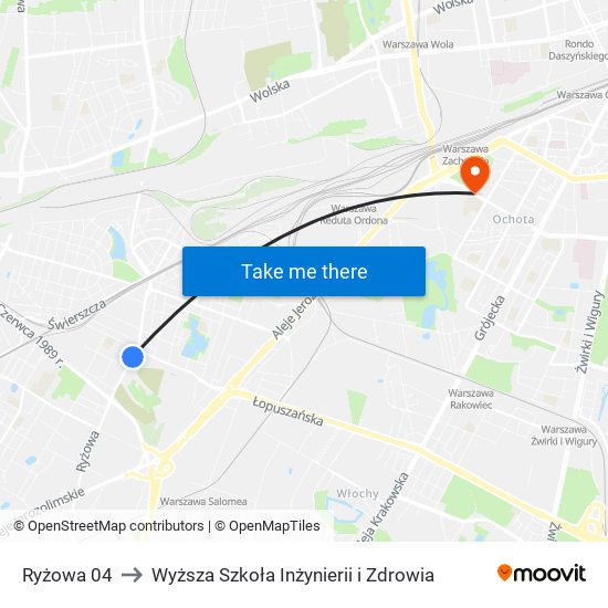 Ryżowa 04 to Wyższa Szkoła Inżynierii i Zdrowia map