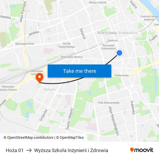 Hoża 01 to Wyższa Szkoła Inżynierii i Zdrowia map