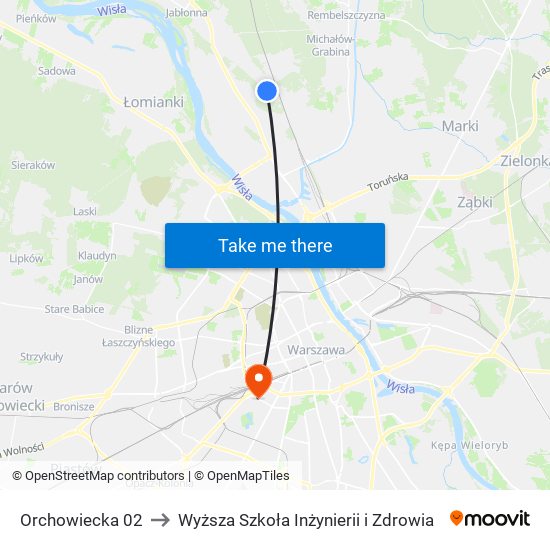 Orchowiecka 02 to Wyższa Szkoła Inżynierii i Zdrowia map