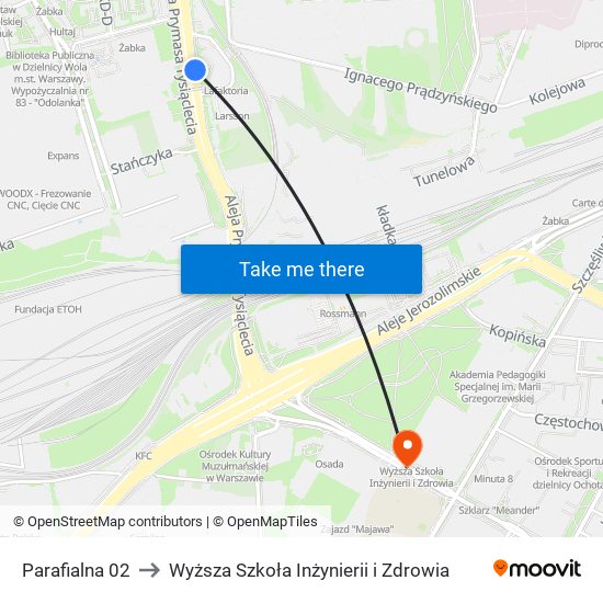 Parafialna 02 to Wyższa Szkoła Inżynierii i Zdrowia map