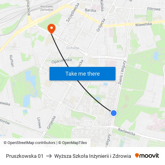 Pruszkowska 01 to Wyższa Szkoła Inżynierii i Zdrowia map