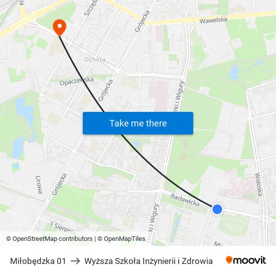 Miłobędzka 01 to Wyższa Szkoła Inżynierii i Zdrowia map