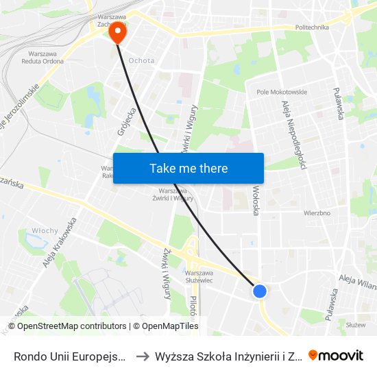 Rondo Unii Europejskiej 05 to Wyższa Szkoła Inżynierii i Zdrowia map