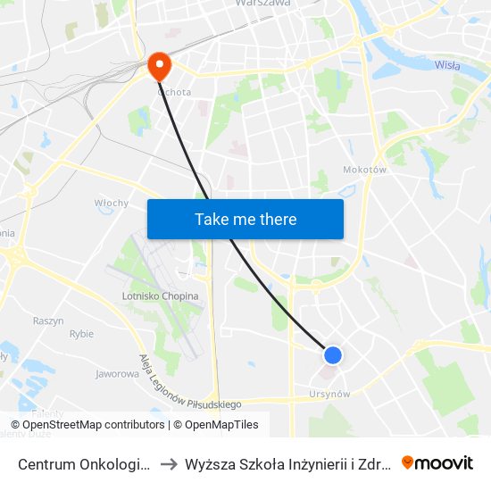 Centrum Onkologii to Wyższa Szkoła Inżynierii i Zdrowia map