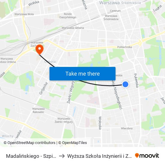 Madalińskiego-Szpital to Wyższa Szkoła Inżynierii i Zdrowia map