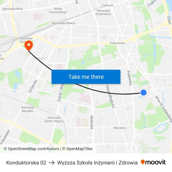 Konduktorska to Wyższa Szkoła Inżynierii i Zdrowia map