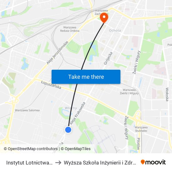 Instytut Lotnictwa to Wyższa Szkoła Inżynierii i Zdrowia map