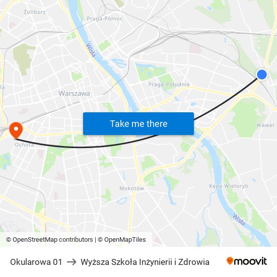 Okularowa to Wyższa Szkoła Inżynierii i Zdrowia map