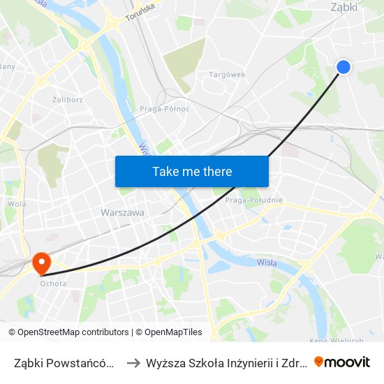 Ząbki Powstańców to Wyższa Szkoła Inżynierii i Zdrowia map