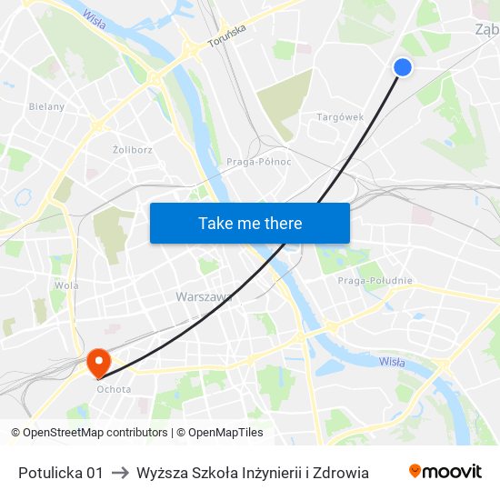 Potulicka 01 to Wyższa Szkoła Inżynierii i Zdrowia map