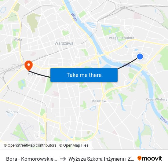 Bora - Komorowskiego 03 to Wyższa Szkoła Inżynierii i Zdrowia map