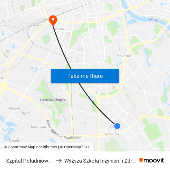 Szpital Południowy to Wyższa Szkoła Inżynierii i Zdrowia map