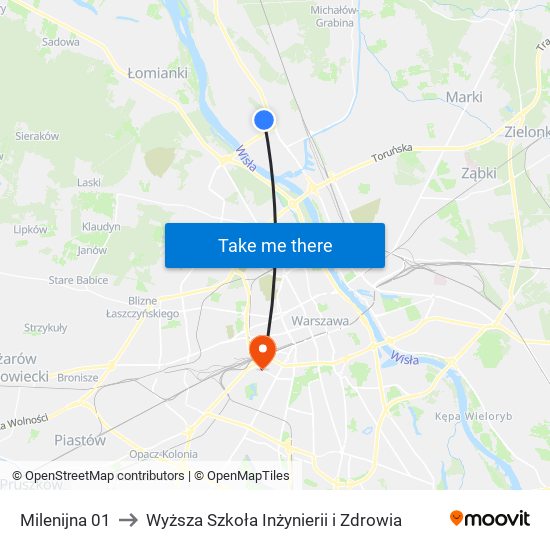 Milenijna 01 to Wyższa Szkoła Inżynierii i Zdrowia map