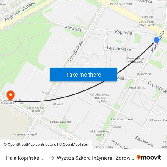 Hala Kopińska 04 to Wyższa Szkoła Inżynierii i Zdrowia map