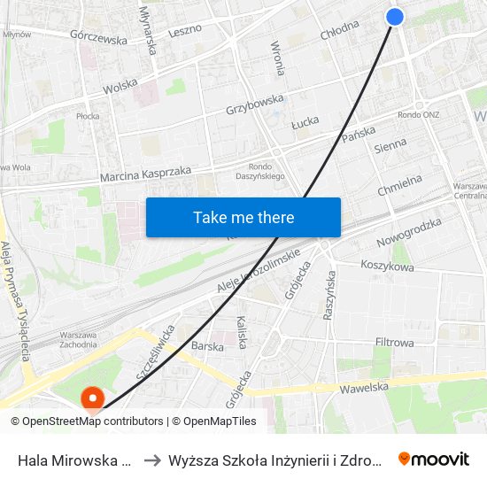 Hala Mirowska 01 to Wyższa Szkoła Inżynierii i Zdrowia map