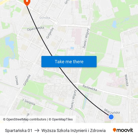 Spartańska 01 to Wyższa Szkoła Inżynierii i Zdrowia map