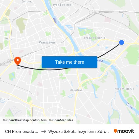 CH Promenada to Wyższa Szkoła Inżynierii i Zdrowia map