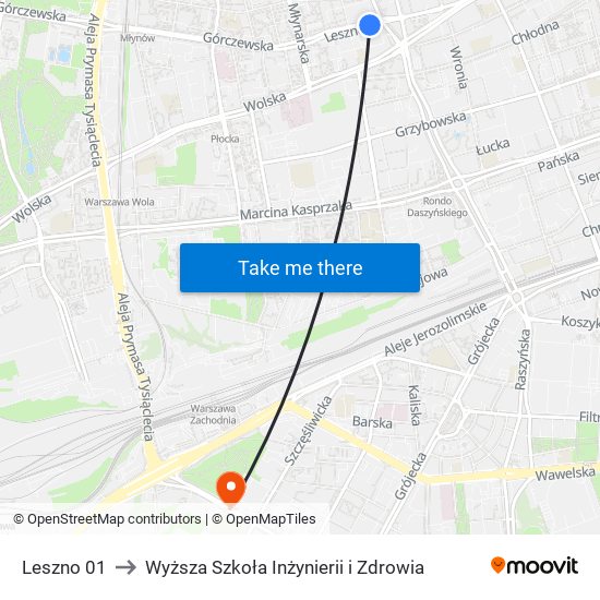 Leszno to Wyższa Szkoła Inżynierii i Zdrowia map