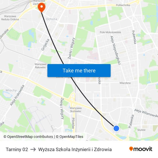 Tarniny 02 to Wyższa Szkoła Inżynierii i Zdrowia map