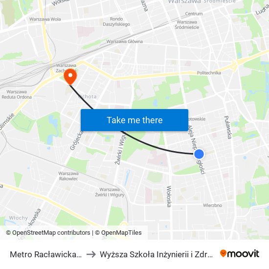 Metro Racławicka 02 to Wyższa Szkoła Inżynierii i Zdrowia map