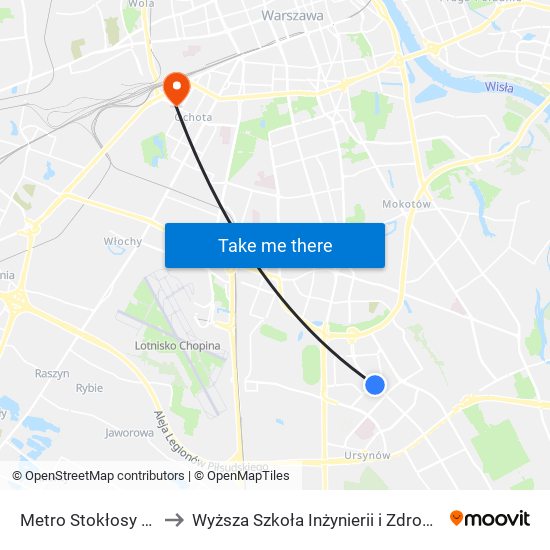 Metro Stokłosy 03 to Wyższa Szkoła Inżynierii i Zdrowia map