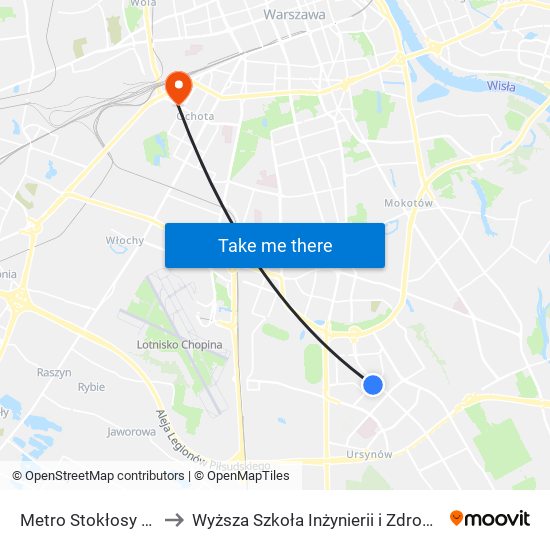 Metro Stokłosy 02 to Wyższa Szkoła Inżynierii i Zdrowia map