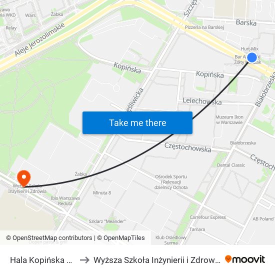 Hala Kopińska to Wyższa Szkoła Inżynierii i Zdrowia map