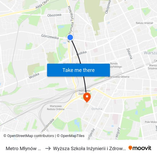 Metro Młynów 04 to Wyższa Szkoła Inżynierii i Zdrowia map