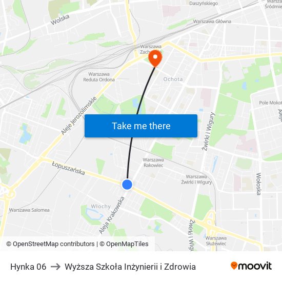 Hynka to Wyższa Szkoła Inżynierii i Zdrowia map